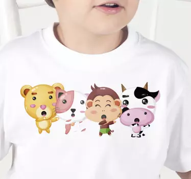 Kids t-shirt with cute animal friends - TenStickers