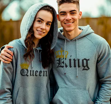 King & Queen matching couple hoodie - TenStickers