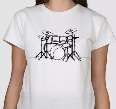 Line art drum elegant design t-shirt - TenStickers