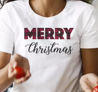 Merry Christmas Tartan christmas tee shirts - TenStickers