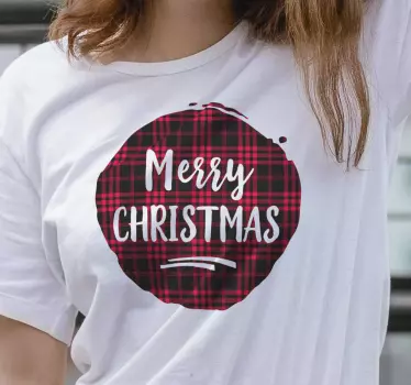 Merry festive plaid christmas t-shirt - TenStickers