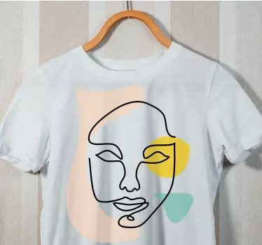 Minimalist line face t-shirt - TenStickers