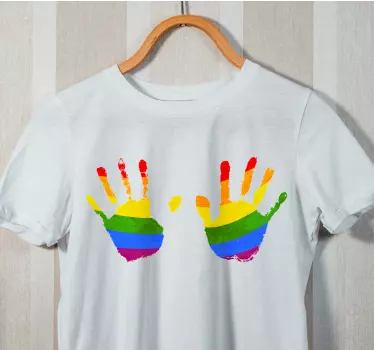 Mother and daughter t-shirt colorful handprints design - TenStickers