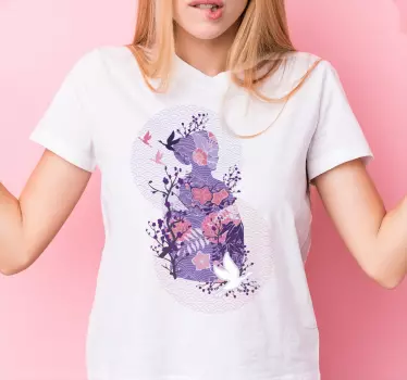 Mother and daughter t-shirt floral silhouette charm - TenStickers