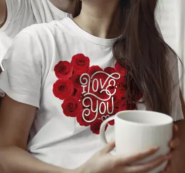 Mother and daughter t-shirt love roses heart - TenStickers