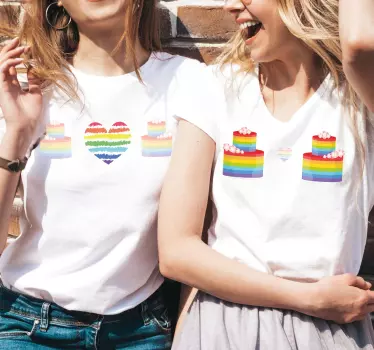 Mother and daughter t-shirt rainbow heart cakes - TenStickers