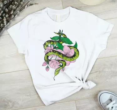 Mother and daughter t-shirt serpent with blossoms - TenStickers