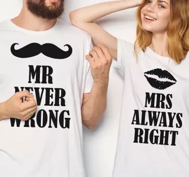 Mr never wrong mrs always right couple t-shirts - TenStickers