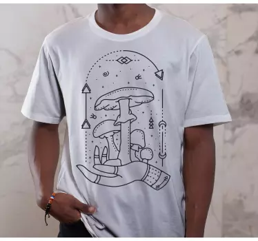Mushroom hand illustration t-shirt - TenStickers