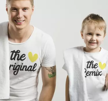 Original remix yellow heart father and son t-shirt - TenStickers