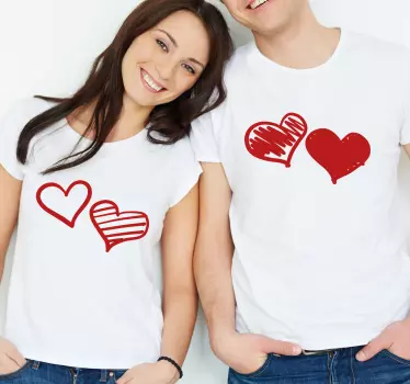 Red heart of hearts matching shirts for couples - TenStickers
