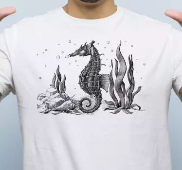 Seahorse underwater scene t-shirt - TenStickers