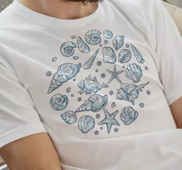 Seashells and starfish patterns t-shirt - TenStickers