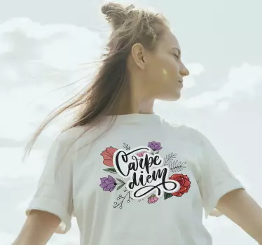Seize the day floral arrangement t-shirt - TenStickers