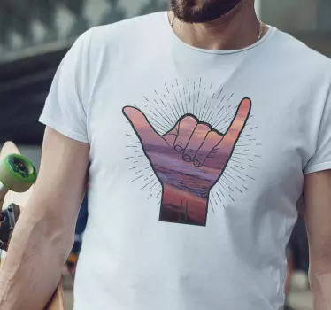 Shaka hand graphic t-shirt - TenStickers