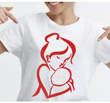 Simple red outline Mothers day t-shirt - TenStickers