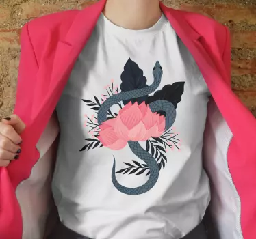 Snake and flower motif t-shirt - TenStickers