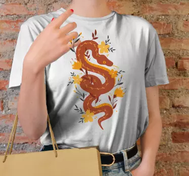 Snake floral pattern t-shirt - TenStickers