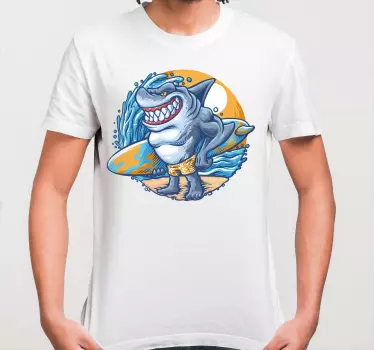 Surfboard shark cartoon  t-shirt - TenStickers