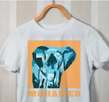 T-shirt with name colorful elephant portrait - TenStickers