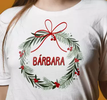 T-shirt with name festive personalized wreath - TenStickers