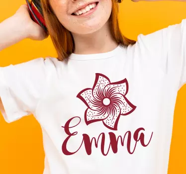 T-shirt with name personalized floral emblem - TenStickers