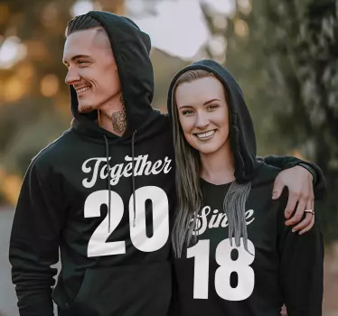 Personalised together since couple hoodie - TenStickers