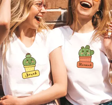 Two lovely female cactus matching shirts for couples - TenStickers