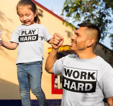 Work hard play hard Father and kid t-shirt - TenStickers