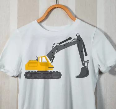 Yellow excavator drawing Kids shirt - TenStickers