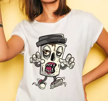 Zombie coffee cup t-shirt - TenStickers