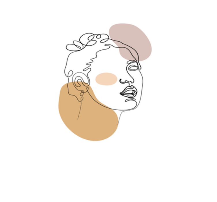 Abstract face and circles white rug - TenStickers