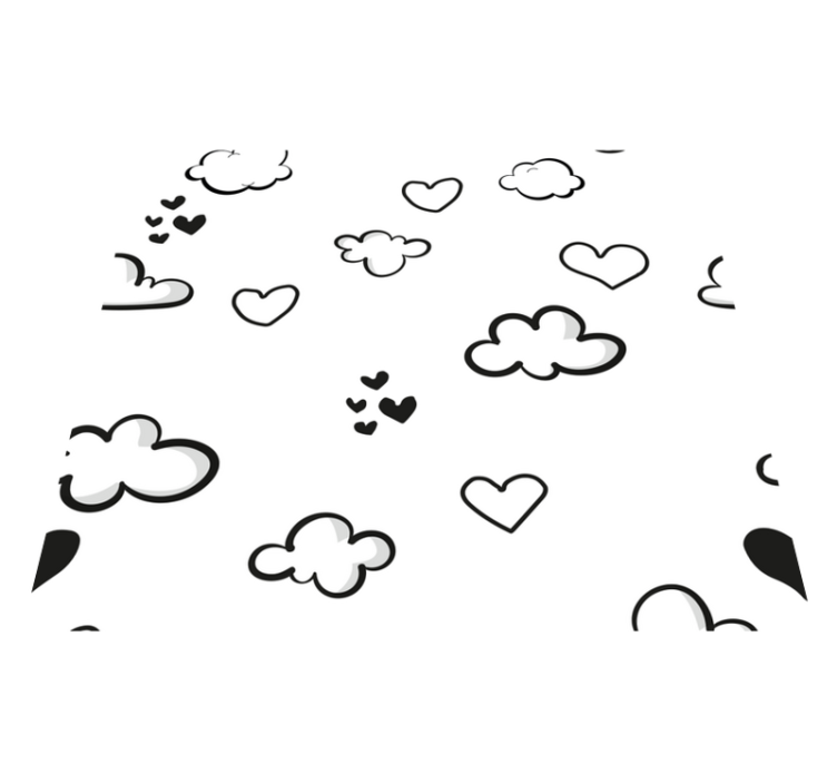 Clouds and hearts white rug - TenStickers