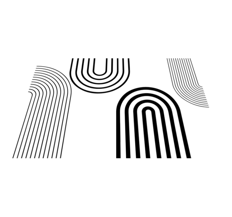 Thin minimalist black arcs white rug - TenStickers