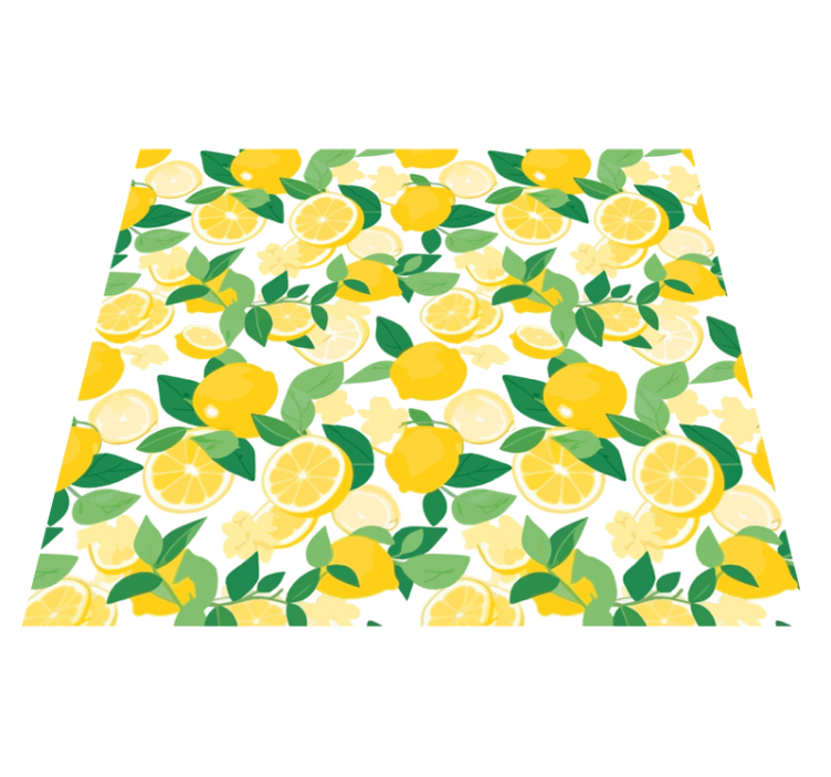 Lemon slice pattern yellow rug - TenStickers