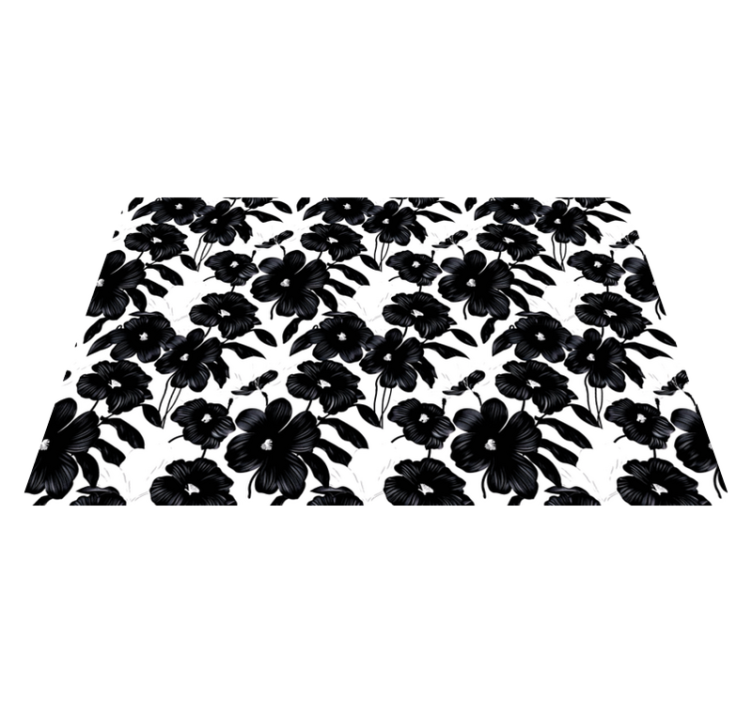 Black poppy floral vinyl rug - TenStickers
