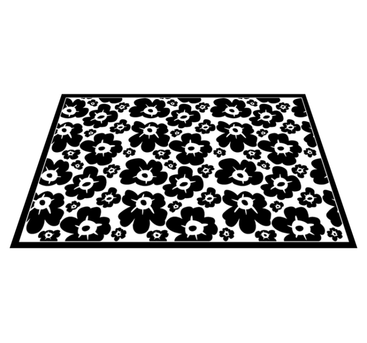 Black poppy floral rug - TenStickers