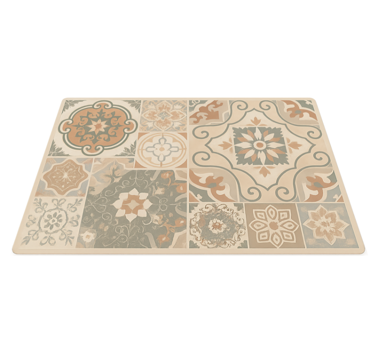Cement tiles various sizes living room rug - TenStickers