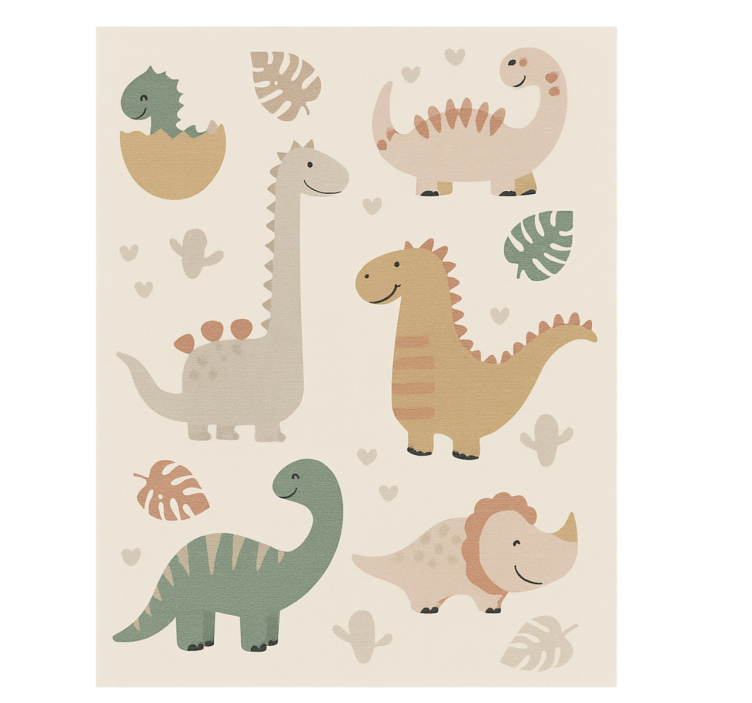 Beige Jurassic design kids rug - TenStickers