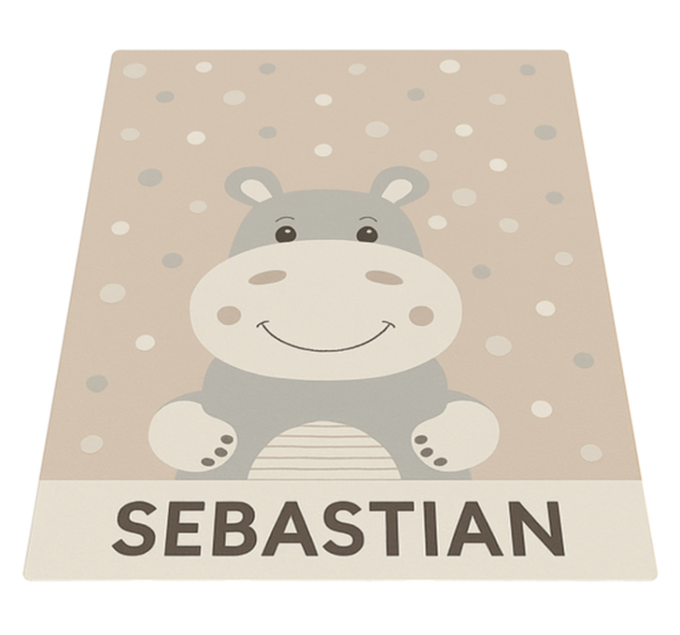 Custom beige hippo kids rug - TenStickers