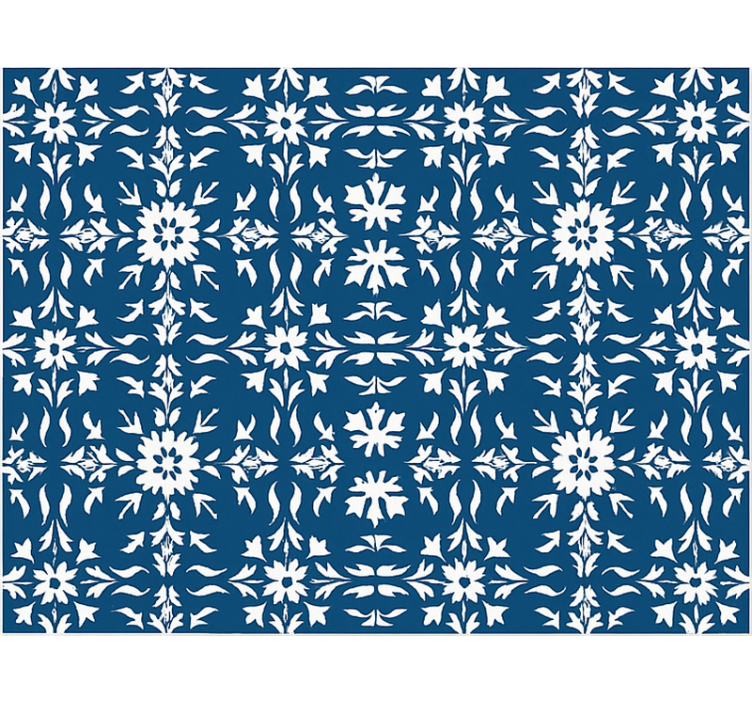 White tiled pattern blue rug - TenStickers