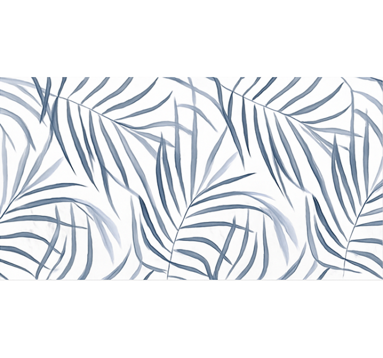 Thin leaves design blue rug - TenStickers