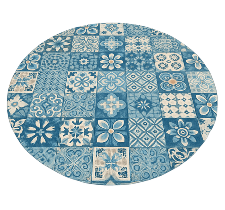 Circular mosaic tiles blue rug - TenStickers