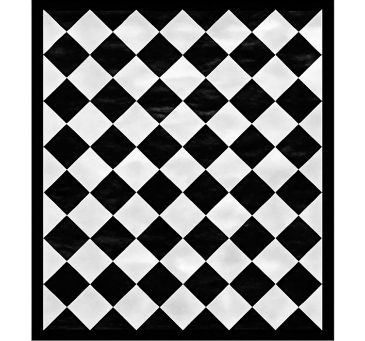 Diagonal black squares square rug - TenStickers