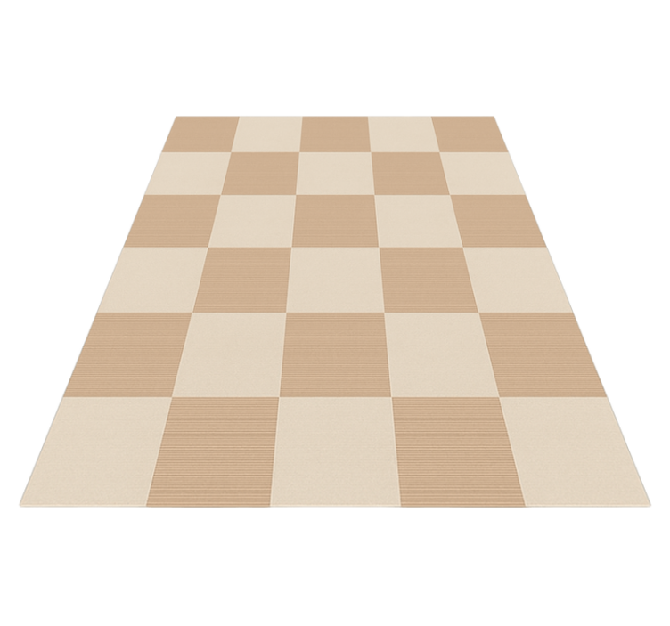 Beige chequered pattern square rug - TenStickers