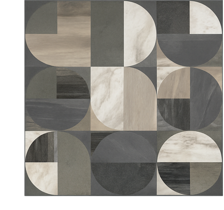Half-circle pattern marble rug - TenStickers