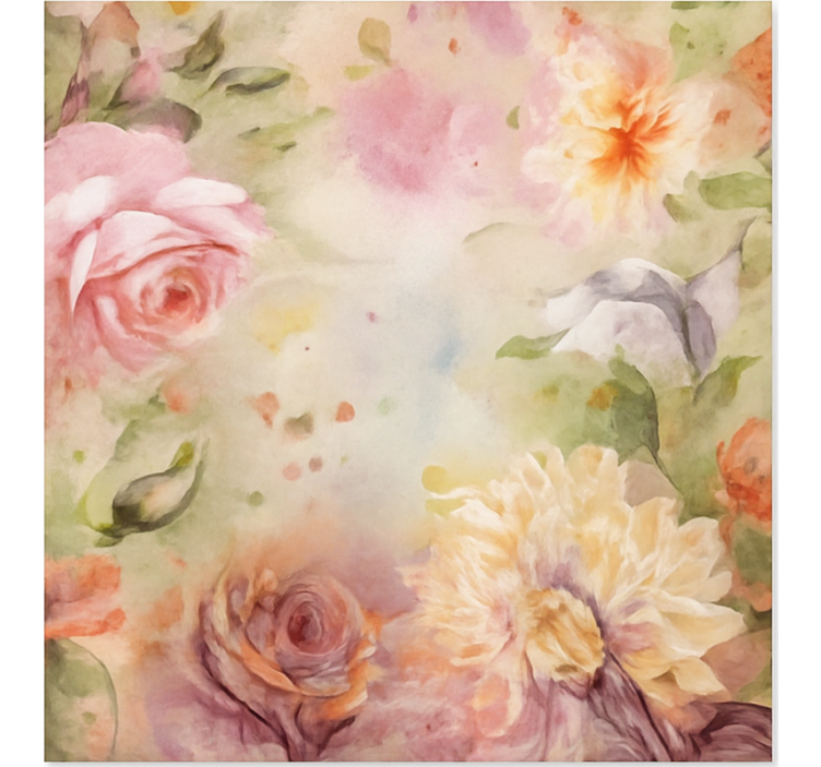 Pink floral roses living room rug - TenStickers