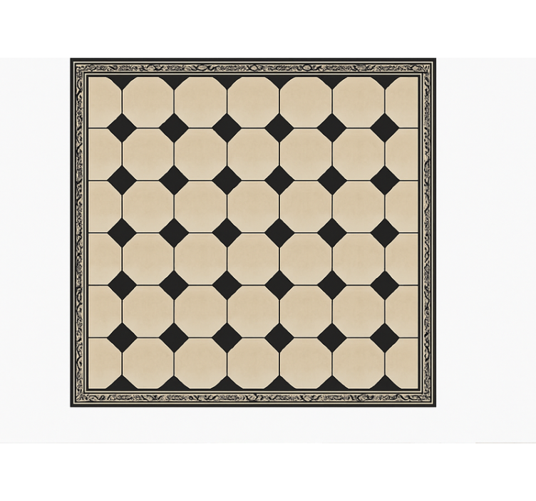 Diamond beige checkered kitchen vinyl mat - TenStickers