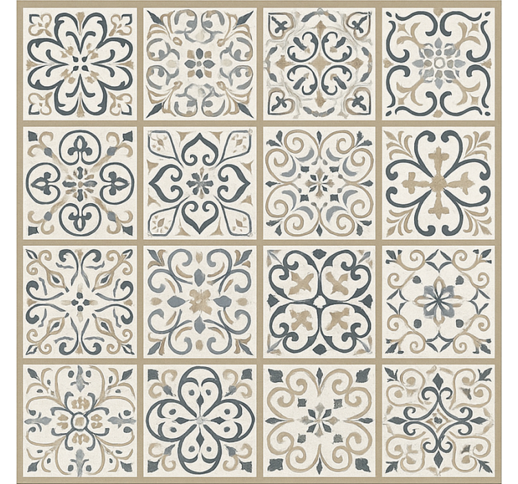 Neutral Tiled Pattern dining room rug - TenStickers