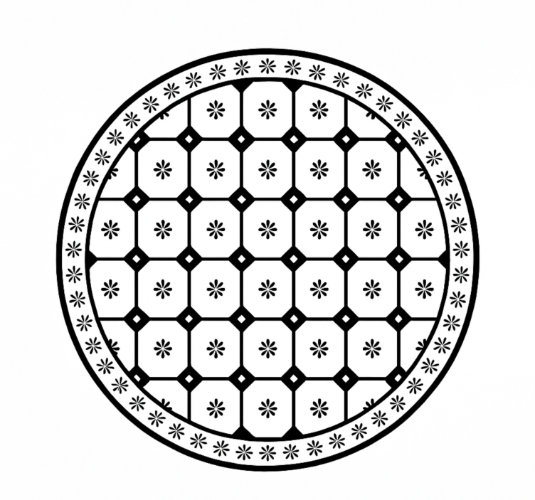 Black-and-White Tile Pattern dining room rug - TenStickers